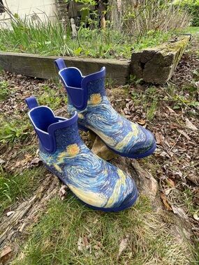 Galleria Vincent Van Gogh Starry Night Rain Ankle Boots W-Sz 7